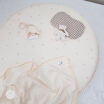 문스토리 별달 100수 아기 원형 러그 놀이 매트 누빔 커버 + 분리형 저데니아솜