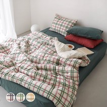 믹스앤매치 런던체크 항균 마이크로 차렵이불   베개커버 세트