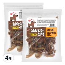펫츠몬 실속있는선택 애견 수제간식 500g, 돼지귀 슬라이스, 4개