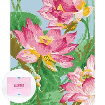 디클레어 액자 캔버스형 보석십자수 DIY 키트 40 x 50 cm, 1세트, 연꽃