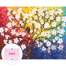 디클레어 액자 캔버스형 보석십자수 DIY 키트 40 x 50 cm, 레인보우 플라워, 1세트