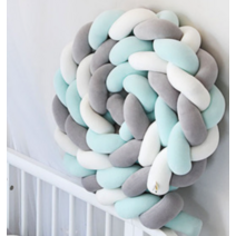 올아이원트 아기침대범퍼가드 꽈배기쿠션 3단 2m, 샤이니믹스(화이트 + 민트 + 그레이)