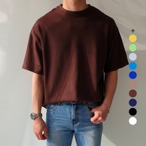 제이에이치스타일 남성용 오버핏 무지 반팔 티셔츠 JHROK130