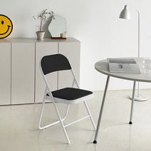 코시나 접이식 스킨 쿠션 철재의자, 블랙