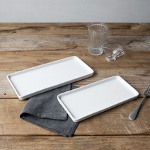 하우밍 리즈 화이트 직사각접시 2p, 1세트, 중 + 대