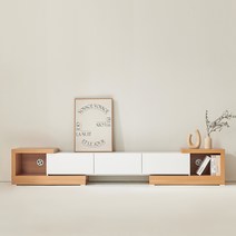 동서가구 이즈 살몬 확장형 거실장 2300 방문설치, 오크 + 화이트