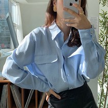 안다로미 여성용 투 포켓 블라우스 셔츠