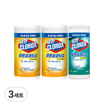 유한크로락스 세정살균티슈 시트러스 블랜드 75p x 2개 + 후레시 센트 35p, 3세트