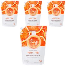 순샘 구연산 자몽 주방세제 리필, 1.2L, 4개