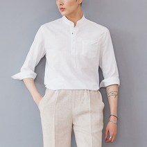 단군 남성용 반오픈 카라넥 7부 셔츠
