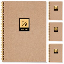 영아트 골드 스프링 크라프트 2분할 수학 연습장 노트 80p, 혼합색상, 4개
