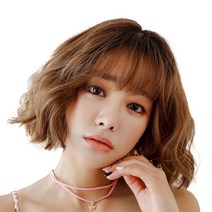 하이유니 히피 펌 보브 컷 헤어 단발 통가발 가발 30cm + 가발망 + 거치대 세트, 허니브라운
