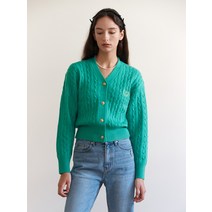 여성용 V NECK CABLE CARDIGAN