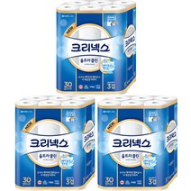 크리넥스 3겹 울트라 클린 롤화장지 펄프 27m, 3개, 30롤