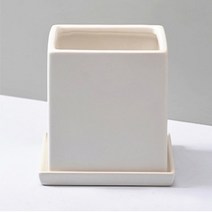 가꾸지오 무광택사각화분 + 받침 21SM, 화이트