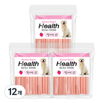 덴탈헬스 자이언트 애견 치석제거용껌, 딸기맛, 260g, 12개