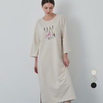 ELLE PARIS 여성 프렌치테리 프린트 롱 원피스
