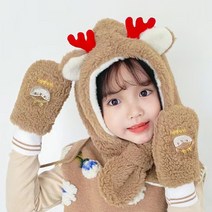 우주아이 안녕 루돌프 모자 + 장갑 세트