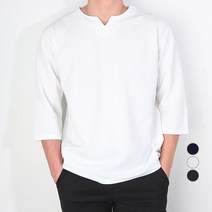 제이에이치스타일 남성용 브이 트임 모던 7부 티셔츠 JHROK023