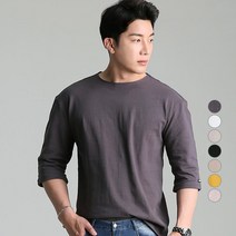 업클라스 남성용 세미 오버핏 여름용 립넥 7부 티셔츠 b203