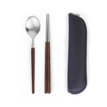 골든벨금속 메이플 수저 + 수저집 세트, 수저(단일색상), 수저집(네이비), 1세트, 수저+수저집