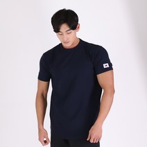 허그본 남성용 데일리 머슬핏 무지 반팔 티셔츠 태극라인