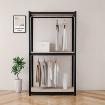 홈던트 하우스 시스템 드레스룸 3단 2행거 1000 x 600 x 1800 mm 블랙