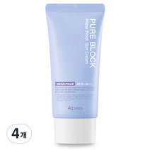 어퓨 퓨어 블록 내추럴 워터프루프 선크림 SPF50+ PA+++, 4개