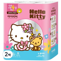 헬로키티 플라워 4겹 화장지 25m, 24롤, 2팩
