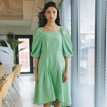 아이아이 PUFF SLEEVES SQUARE NECK MIDI FLARE DRESS EETZ2OPR05W