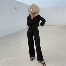 플랜데이 쫀쫀 골지 가디건 나시 팬츠 쓰리피스 세트