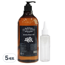 시크릿덤 아로마 베이직 마사지오일 1000ml + 펌프 + 공병 100ml, 5세트