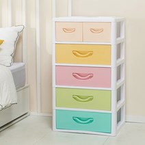 훼미리산업 코디 칼라투명 스마일 5단 서랍장, 혼합색상, 1개