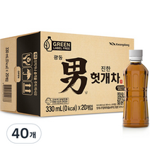 광동제약 진한 헛개차 그린 무라벨, 330ml, 40개