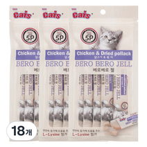 더캣츠 미니 베로베로젤 고양이 간식 5p, 닭 + 북어 혼합맛, 10g, 18개