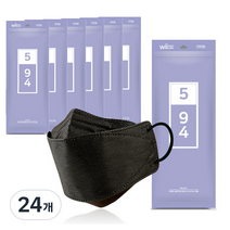 위케어 594 황사마스크 KF94 블랙 대형, 5개입, 24개