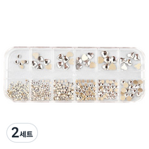 글로우 크리스탈 원형 네일 하트스톤 12세트 11, 혼합색상, 2세트
