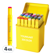 영아트 옐로우 마카펜 + 옐로우 천케이스 세트, 30색, 4세트