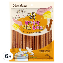 펫츠루트 찜쿡 츄러스 반려견 간식 400g, 닭가슴살 + 치즈 혼합맛, 6개