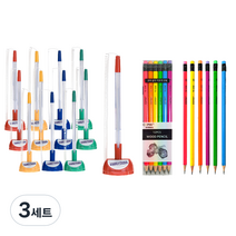 문화연필 스톱펜 2 12p + 투코비 코마 삼각 지우개 연필 TC-208 B 12p 세트, 랜덤발송(볼펜), 3세트