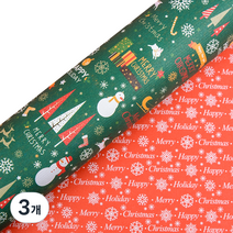 크리스마스레자크 눈사람 포장지 10p, 그린, 3개