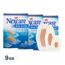 3M 넥스케어 숨쉬는 방수밴드 투명 혼합형 30매, 9개