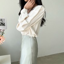 여성용 러블리 셔링 실키 블라우스 #49193