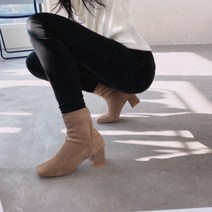 플랙슈 여성용 스퀘어 스판 앵클부츠 3cm T_2602