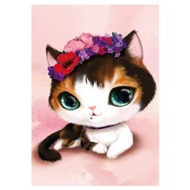 케이엠엘리 5D 원형 보석십자수 DIY 세트 20 x 30 cm, 아기고양이3, 1세트
