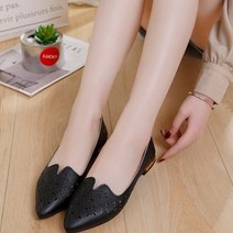 스틸레토 펀칭 가죽 편안한 캐주얼 플랫슈즈 PRDS118