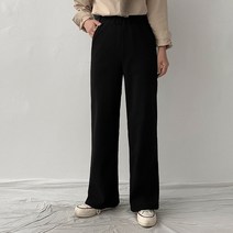 에이와비 여성용 뉴 말랑 기모 와이드 롱 밴딩 슬랙스