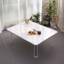 LPM 오브제 라운드 심플 접이식테이블 800 x 600 mm, 바앙코까라라