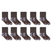 캠프랩 남성용 2중 장목 하이킹 등산양말 10켤레 세트, 브라운