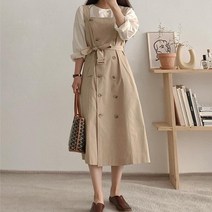 에이와비 포엘 트렌치 롱 원피스 벨트 세트